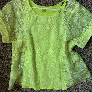 Neon lace blouse